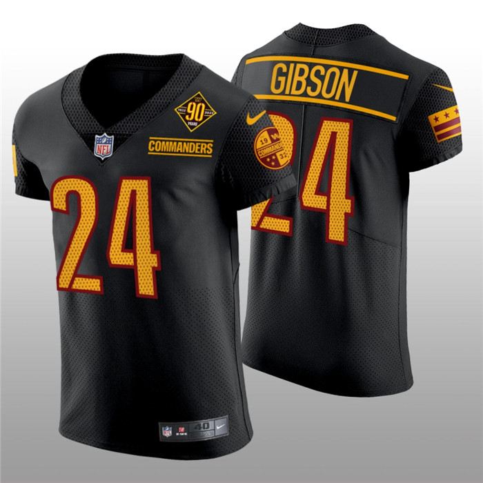 Men's Washington Commanders #24 Antonio Gibson 90th Anniversary Black Elite Stitched Jersey Men's Washington Commanders #24 Antonio Gibson 90th Anniversary Black Elite Stitched Jersey